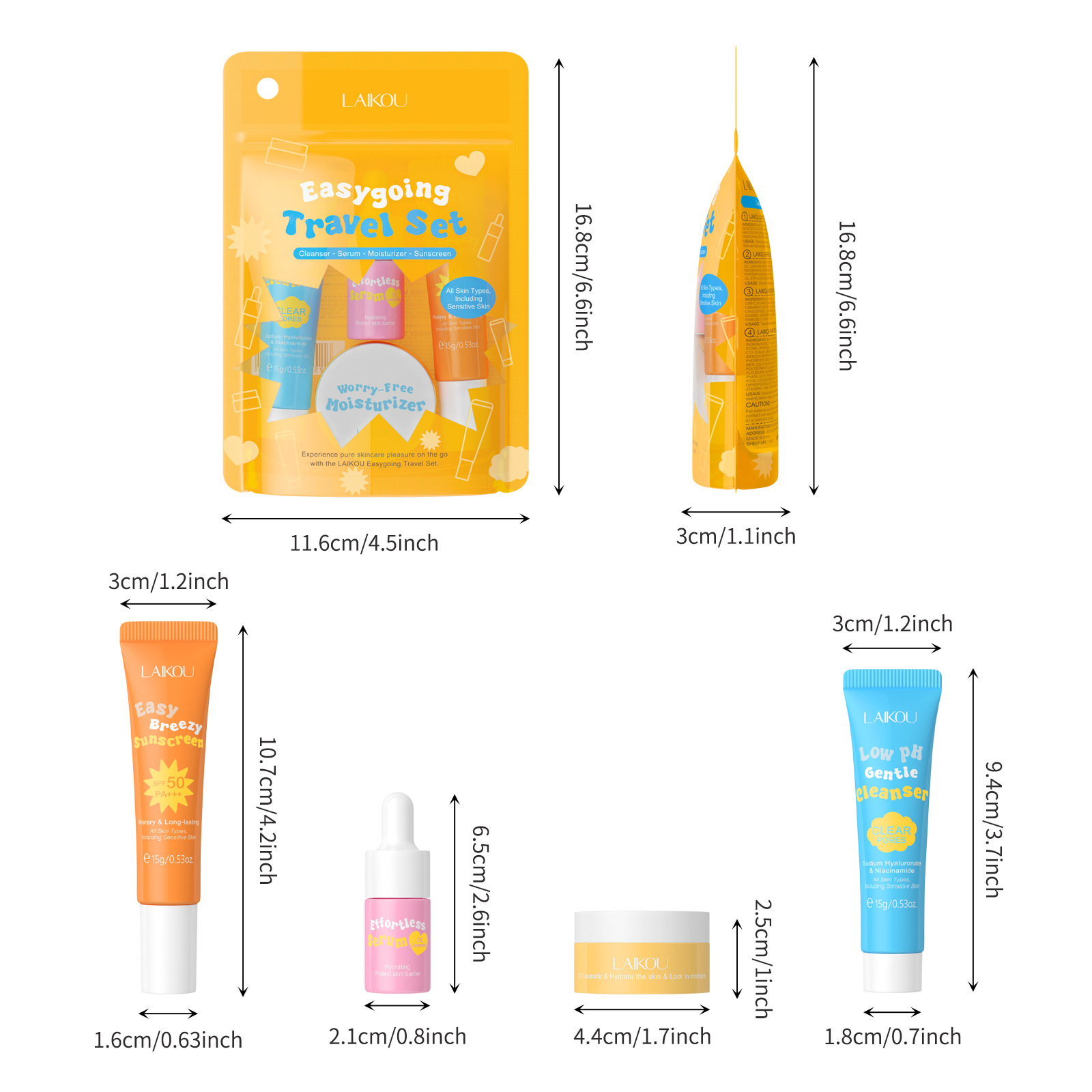 4PCS Laikou Ceramide Travel Su - огляд і ціна Hyaluronic Acid Facial Serum